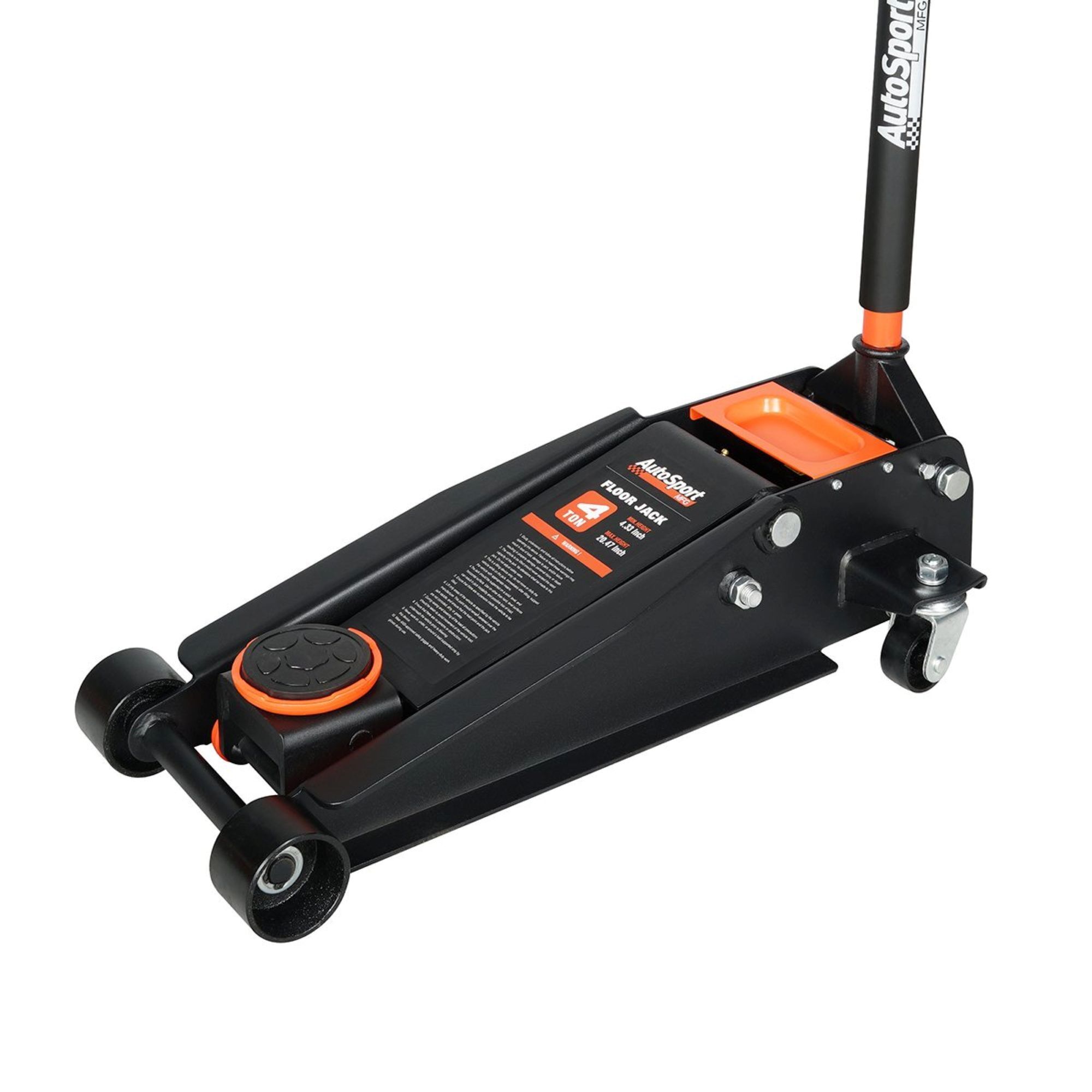 AutoSport 4-Ton Service Jack — 3 3/8in. Low Height, 24 5/8in. High Height, Double Pump Design, 94.8 lbs., Model# ASM5904